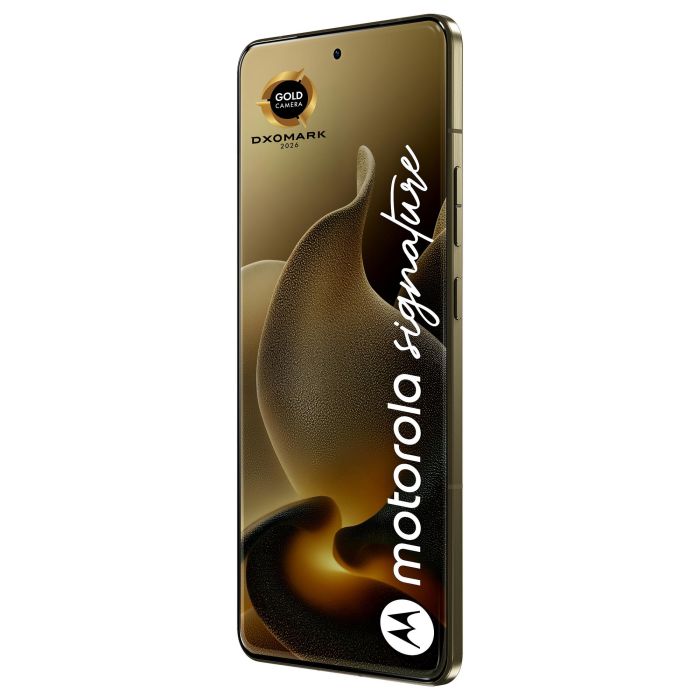 Motorola Signature 5G Smartphone 6.78" Extreme AMOLED 165Hz, Snapdragon 8 Gen 5, 16GB RAM 512GB, Triple Cámara 50MP, Android 16.0, 5200mAh, Color Oro Martini Olive