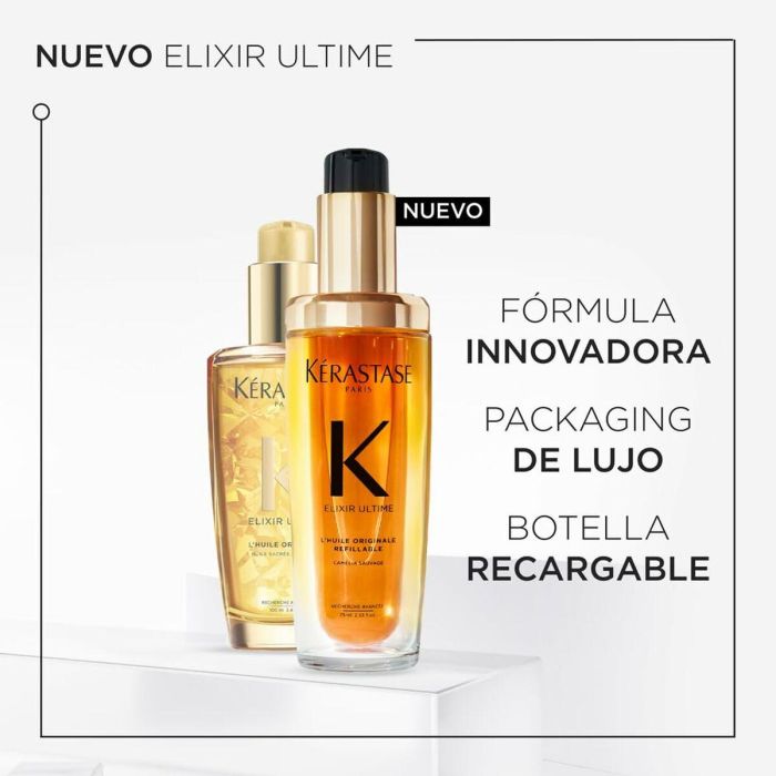 Kérastase N70038541/1 Elixir Ultime L'Huile Originale Aceite Capilar Recargable 75ml Brillo Suavidad Antiencrespamiento Protector Térmico 7