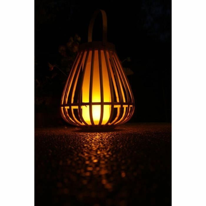 Marta Lámpara Solar Decorativa de Bambú con Luz de Llama Realista, Recargable USB para Interior y Exterior - Beige 3 Marta Lámpara Solar Decorativa de Bambú con Luz de Llama Realista, Recargable USB para Interior y Exterior - Beige 3