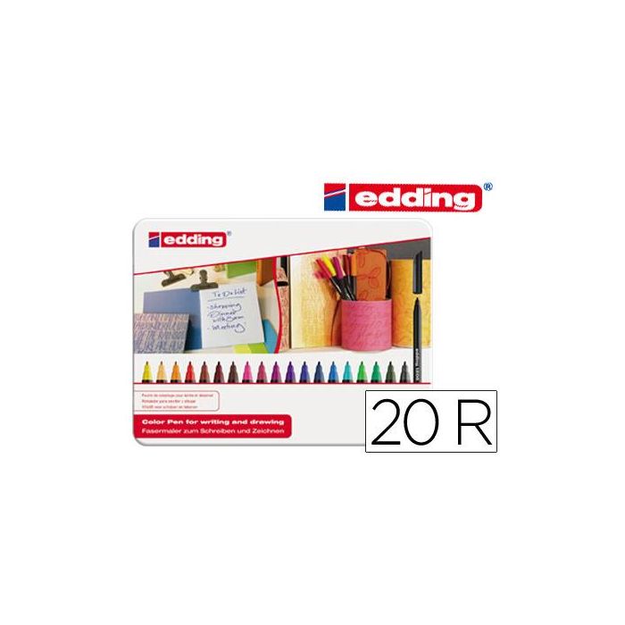 Edding Rotulador 1200 Punta Fina C-Surtidos Estuche De Metal 20 Ud