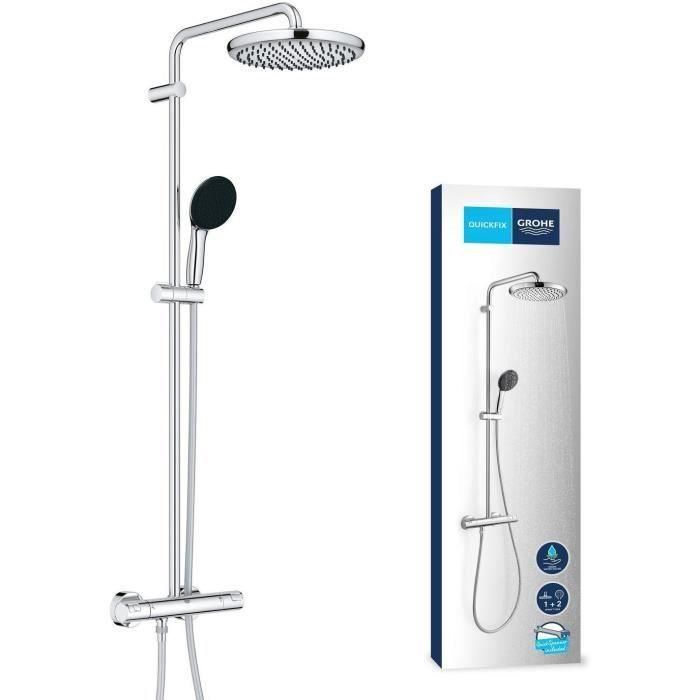 Columna de ducha con mezclador termostático - Ahorro de agua - GROHE Vitalio Start System 250 - Cromo - 26677001 Columna de ducha con mezclador termostático - Ahorro de agua - GROHE Vitalio Start System 250 - Cromo - 26677001