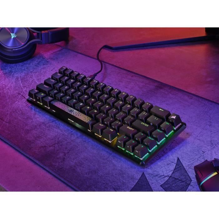 Teclado gaming óptico y mecánico - CORSAIR - K65 PRO MINI - Retroiluminación LED RGB - Interruptores CORSAIR OPX - Negro 1