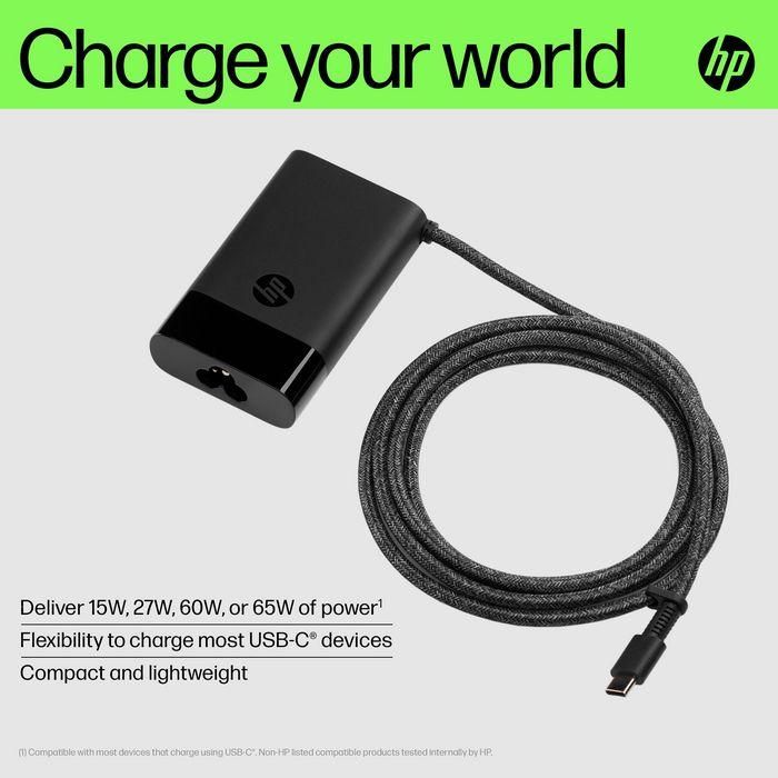 HP Cargador de Portátil USB-C 65W Compacto para la Mayoría de Dispositivos USB-C 16