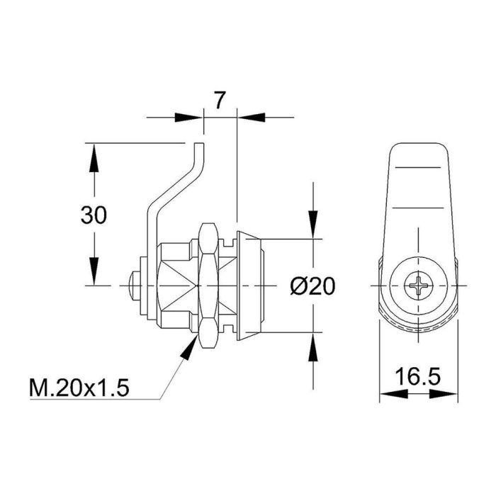 Ifam Cerradura 111 c Acero Niquelado Lengüeta Curva 30mm con 2 Llaves