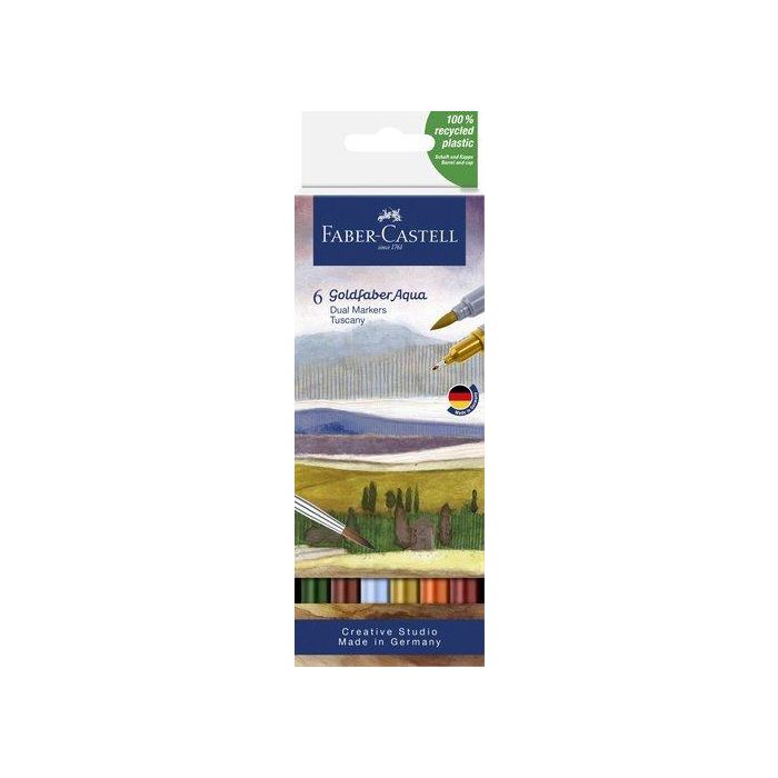 Rotuladores Acuarelables Faber-Castell Goldfaber Aqua Dual Markers Estuche De 6 Tuscany