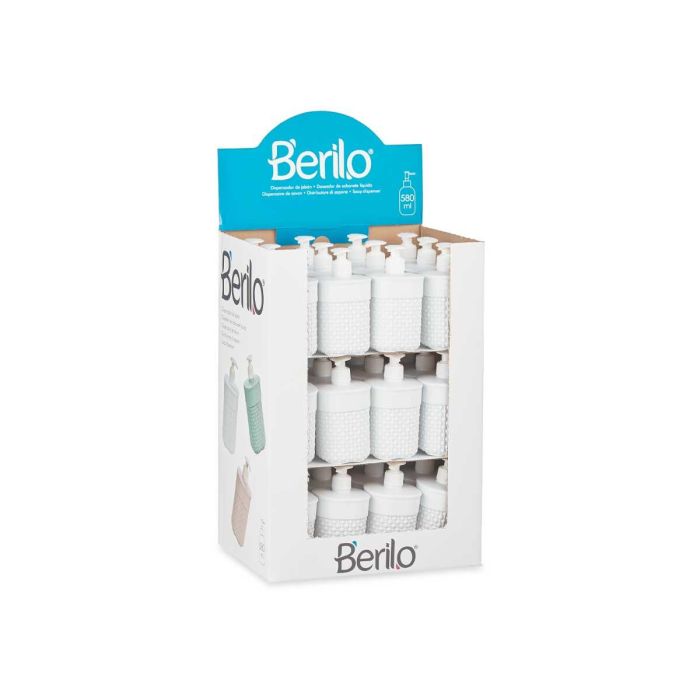 Dosificador plástico para baño 580 ml blanco Berilo 9x16.5x9 cm (36 Unidades) 2 Dosificador plástico para baño 580 ml blanco Berilo 9x16.5x9 cm (36 Unidades) 2