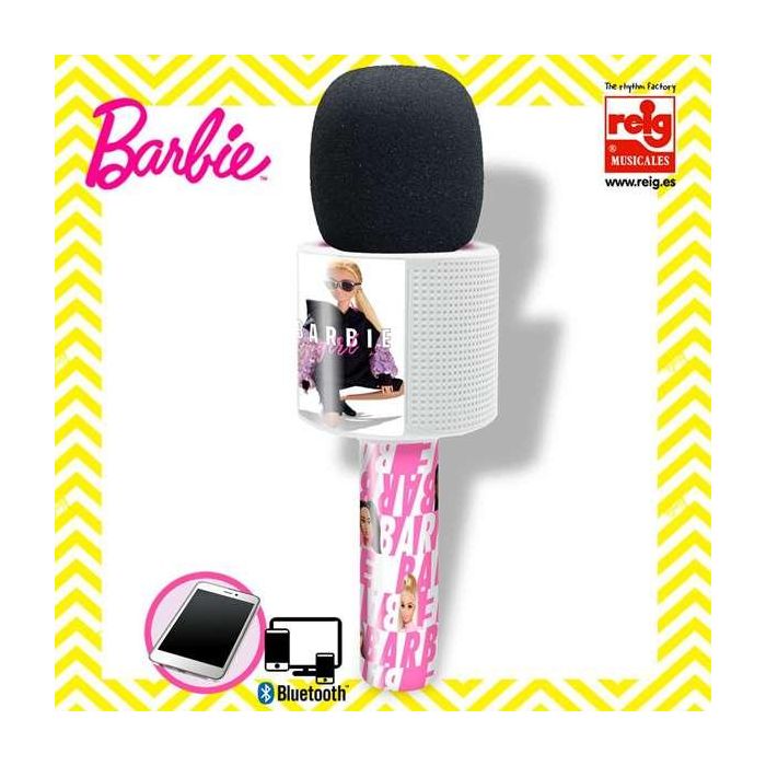 Reig Micrófono Barbie con Melodías Bluetooth para Cantar Tus Canciones Favoritas 52x9x42 cm 2