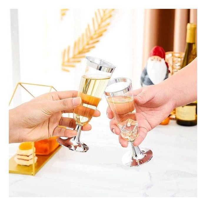 Algon Set de 3 Copas de Cava Pie de Boca Plata 150 cc 6 x 6 x 16 cm (36 Unidades)