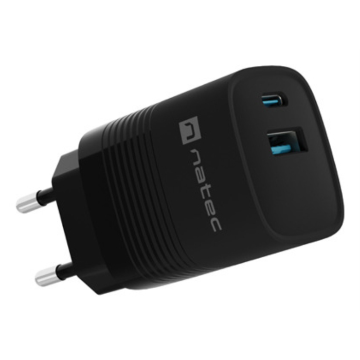 NATEC NUC-2141 Cargador de Dispositivo Móvil Universal USB-C Carga Rápida Interior Negro con Protección Contra Sobrecarga