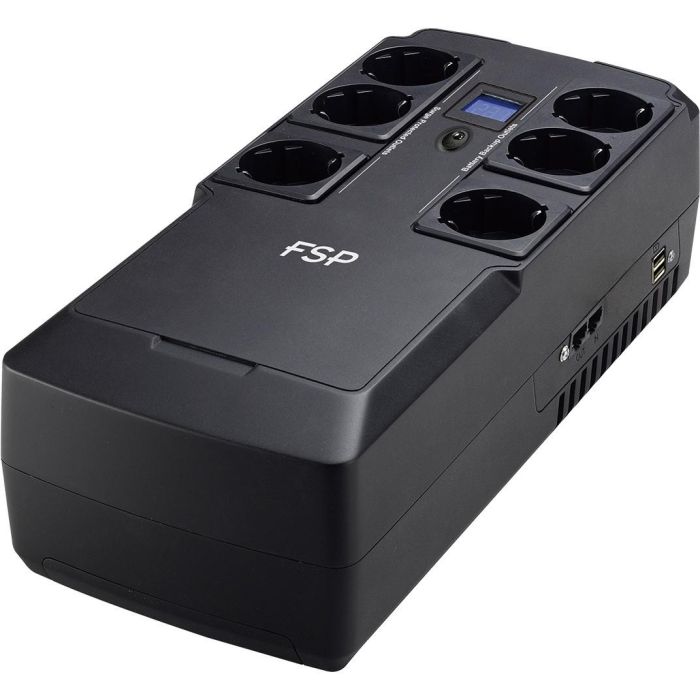 FSP NanoFit 800 UPS 800VA 480W Senoidal 6xSCHUKO RJ45 LCD Compacto Protección Sobrecarga USB