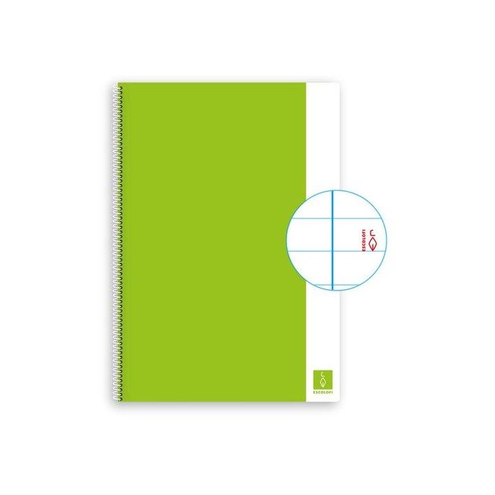 Bloc Escolofi Basic Tapa Dura A4 80H Horizontal 80G Con Margen Verde Claro 5 unidades