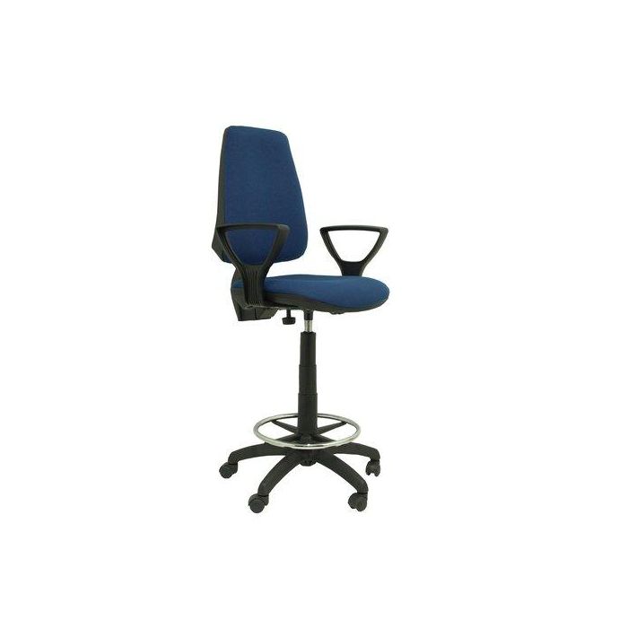 Taburete Piqueras Y Crespo Elche Cp Brazos Fijos Ergomico Mecanismo De Contacto Permanente Regulable En Altura Y Aro Reposapies Cromado Ruedas De Nylon Asiento Y Respaldo Tapizados Bali Azul Marino