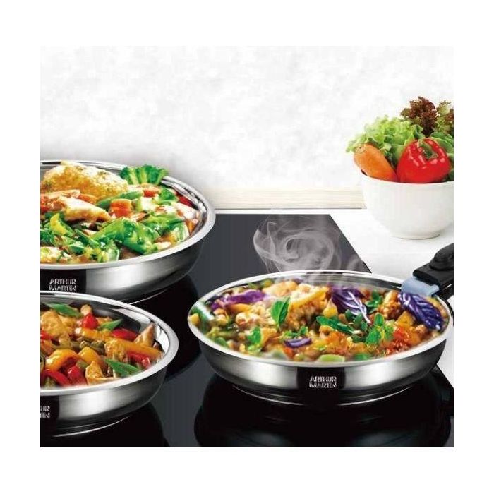 Batería de cocina de inducción - ARTHUR MARTIN - AM0566 - 18 piezas - Mango extraíble - Apto para todo tipo de fuegos, incluida inducción - Acero inoxidable 3 Batería de cocina de inducción - ARTHUR MARTIN - AM0566 - 18 piezas - Mango extraíble - Apto para todo tipo de fuegos, incluida inducción - Acero inoxidable 3