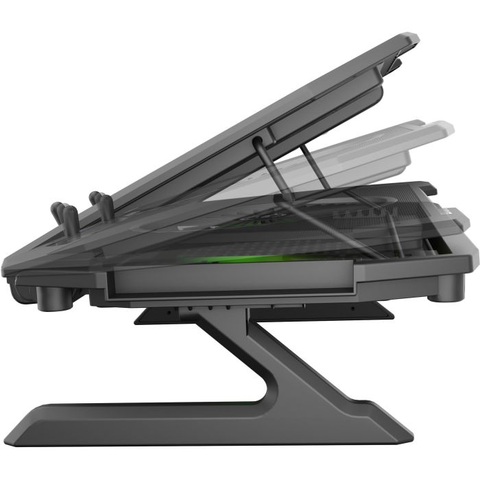 GENESIS Oxid 850 Almohadilla Refrigeradora para Portátil 17.3" con 5 Ventiladores, Iluminación RGB, Ajuste de Altura y 2 Puertos USB Negro 3