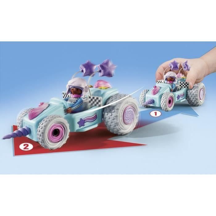 Playmobil 71635 Vehículo Racing Kart de Unicornio Funstars con Corredora y Motor de Retroceso para Niños +4 años 2