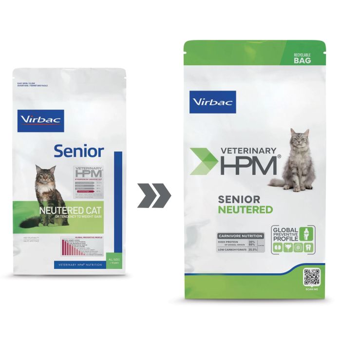 Virbac Veterinary Senior Neutered Cat 7 kg - Dieta completa para gatos senior esterilizados, control de peso, salud renal y articular