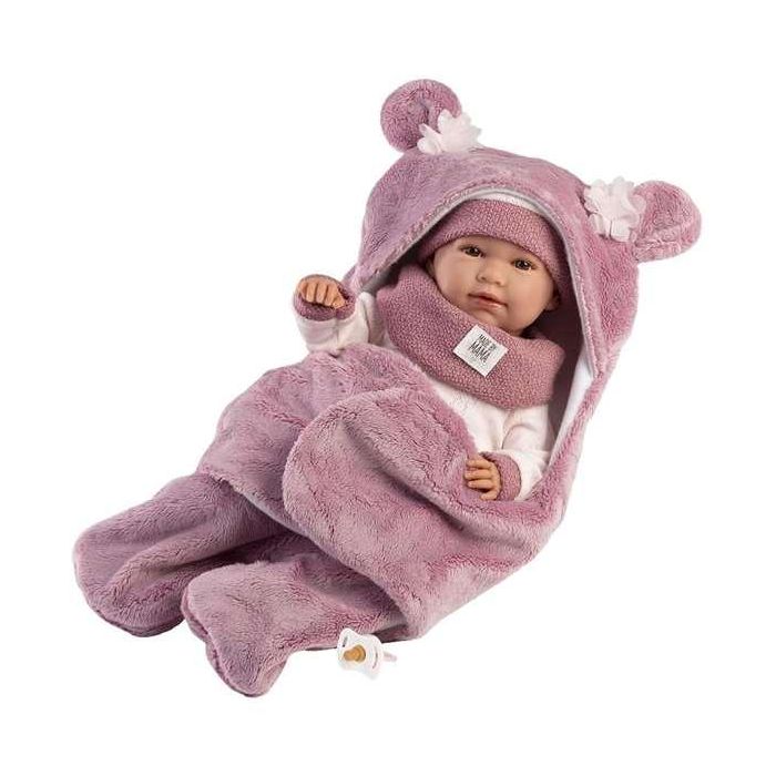 Llorens Muñeca Mimi Llorona con Saquito Fucsia 42cm, Cuerpo de Tela y Mecanismo de Sonido 3