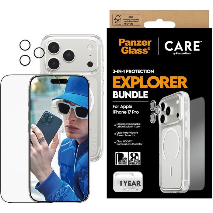 PanzerGlass CARE 3-in-1 Flagship Explorer Bundle para iPhone 17 Pro de Vidrio Templado - Anti-rayones y Golpes, Transparente 2