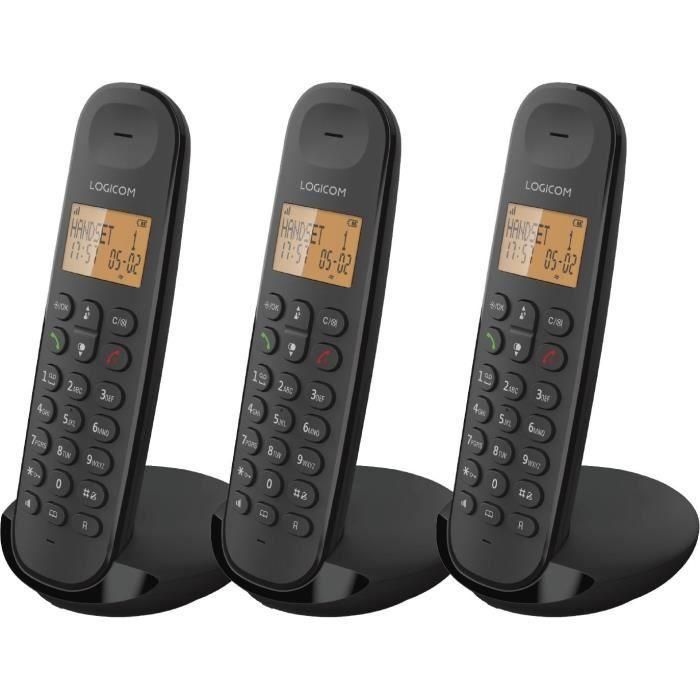 Teléfono fijo inalámbrico - LOGICOM - DECT ILOA 350 TRIO - Negro - Sin contestador automático Teléfono fijo inalámbrico - LOGICOM - DECT ILOA 350 TRIO - Negro - Sin contestador automático