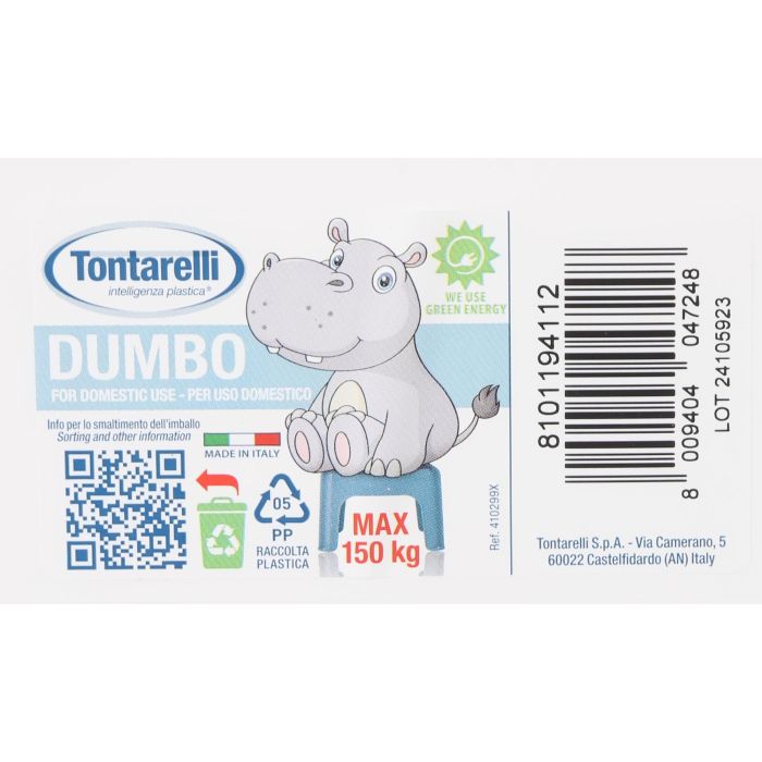 Tontarelli Taburete Dumbo Blanco 38 cm x 30 cm x 24 cm con Asa (6 Unidades)