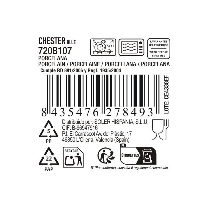 La Mediterranea Bandeja Redonda Chester Blue 19.6 x 19.6 x 2.2 cm (18 Unidades) 3