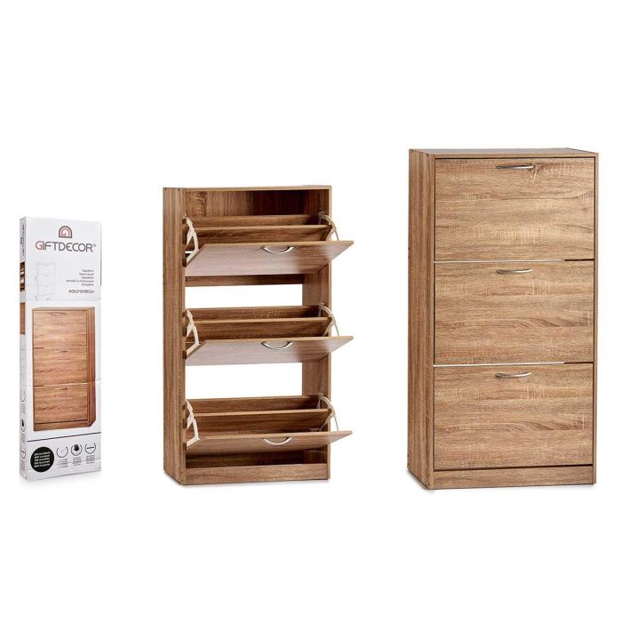 Giftdecor Zapatero de Madera 3 Pisos Color Beige Roble 60x116x24 cm Giftdecor Zapatero de Madera 3 Pisos Color Beige Roble 60x116x24 cm