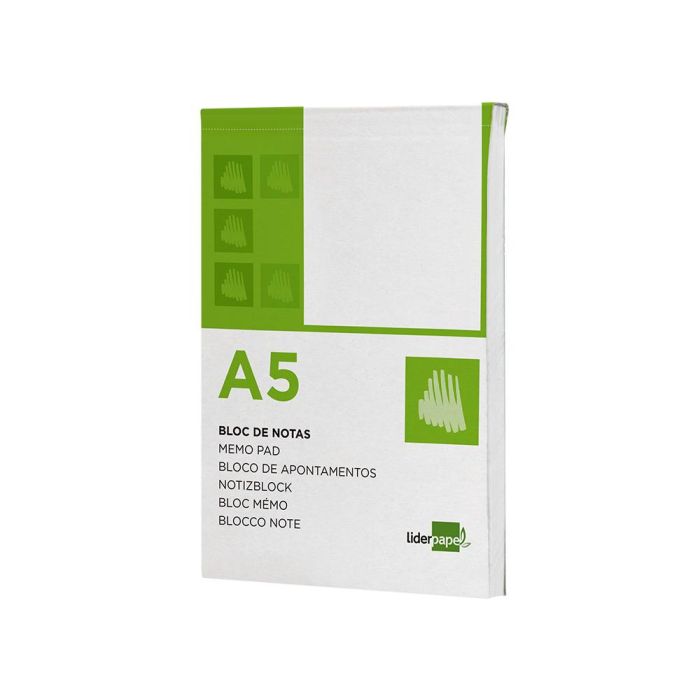 Bloc Notas Liderpapel Liso A5 80 Hojas 60 gr-M2 Perforado 6 unidades 2