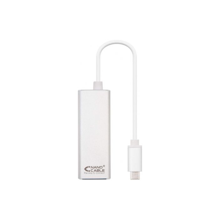 Nanocable 10.03.0402 Adaptador USB-C a Ethernet Gigabit 10/100/1000 Mbps RJ45 Aluminio 15 cm 1