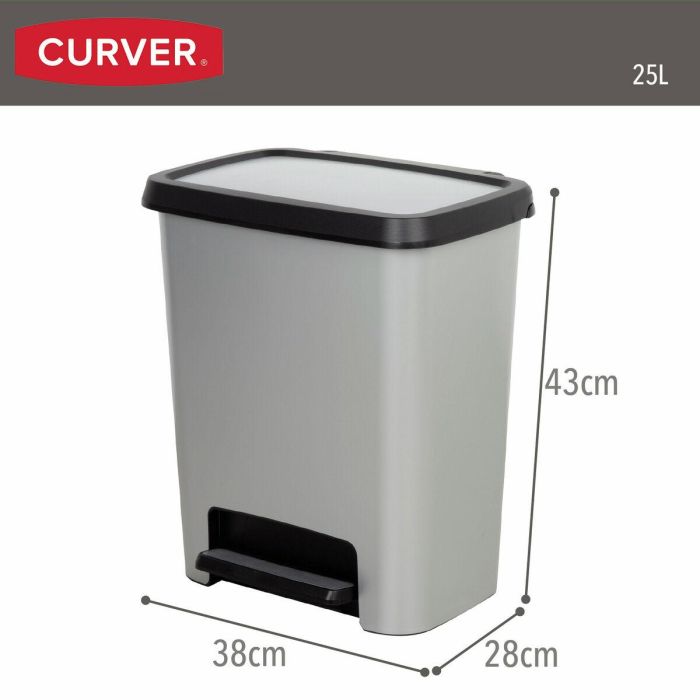 Cubo de basura Curver Gris Plástico 25 L (5 Unidades) 3 Cubo de basura Curver Gris Plástico 25 L (5 Unidades) 3