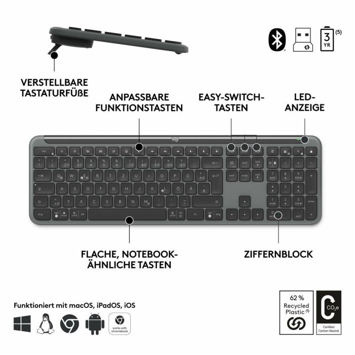 Logitech Signature Slim MK950 Teclado y Ratón Inalámbrico Combo para Negocios con Diseño Delgado y Productividad Elevada 6