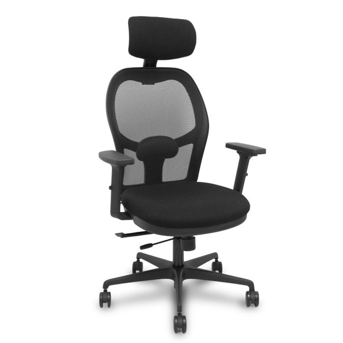 PIQUERAS Y CRESPO Silla Jorquera traslack malla negra asiento bali negro brazos 2D cabecero regulable PIQUERAS Y CRESPO Silla Jorquera traslack malla negra asiento bali negro brazos 2D cabecero regulable