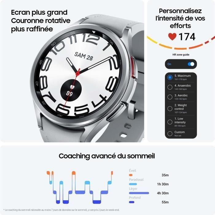 SAMSUNG Galaxy Watch6 Clásico 43mm Plata 4G 3