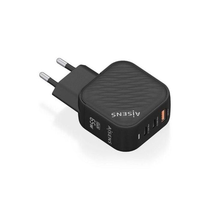 AISENS - CARGADOR GaN 65W, 2xUSB-C PD3.0 QC4.0, 1xUSB-A QC3.0, NEGRO 0 AISENS - CARGADOR GaN 65W, 2xUSB-C PD3.0 QC4.0, 1xUSB-A QC3.0, NEGRO 0