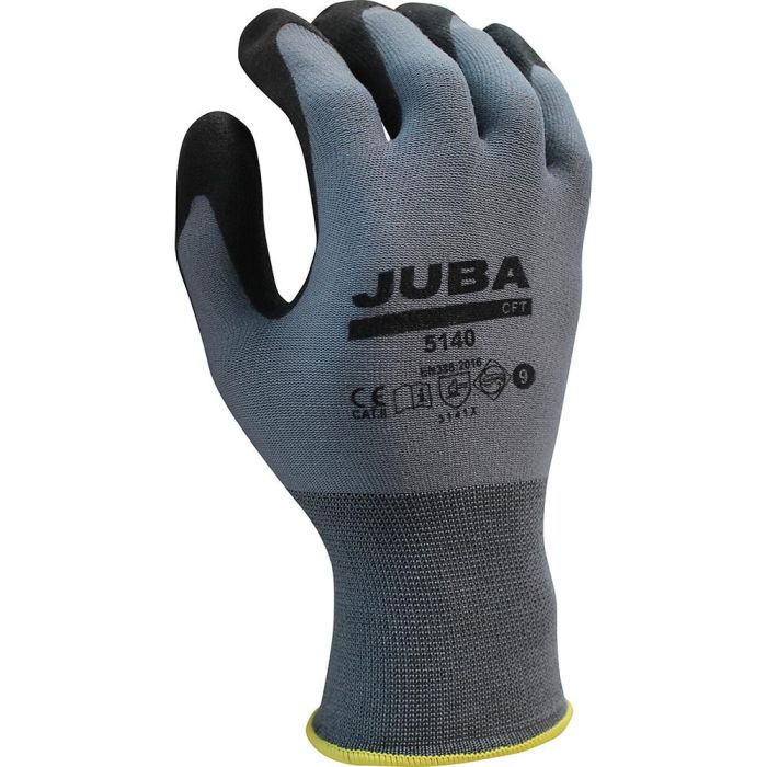 Juba Guante Jardinería y Trabajos Abrasivos Nylon/PVC sin Costuras Talla 10 Galga 13 Recubierto Palma Gris/Negro 1