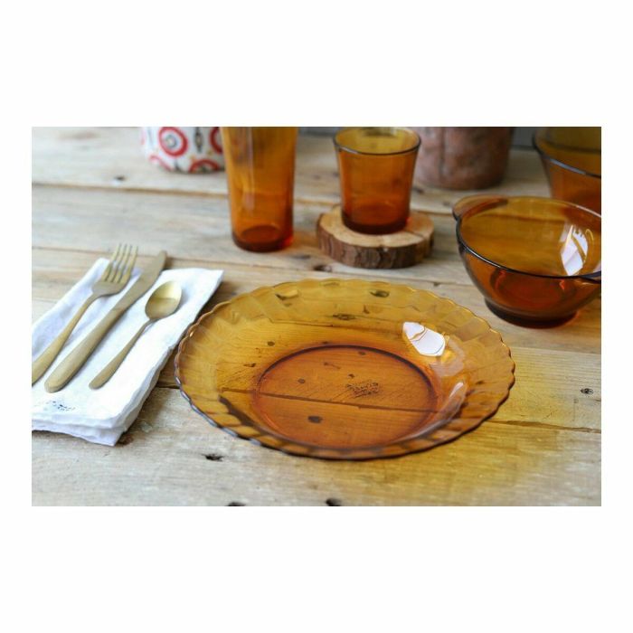 Plato Llano Duralex Picardie Cristal Ambar ø 26 x 2 cm 2 Plato Llano Duralex Picardie Cristal Ambar ø 26 x 2 cm 2