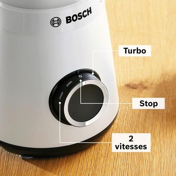 Licuadora VitaPower - BOSCH - MMB6141W - 1200 W - 30000 rpm - 2 velocidades + turbo - Bol de 2 L - 4 cuchillas desmontables - Blanca 4 Licuadora VitaPower - BOSCH - MMB6141W - 1200 W - 30000 rpm - 2 velocidades + turbo - Bol de 2 L - 4 cuchillas desmontables - Blanca 4