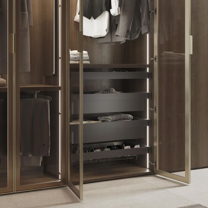 Emuca Cajón metálico para armarios y vestidores Quartz, 540 (M70), Acero, Titanio 2