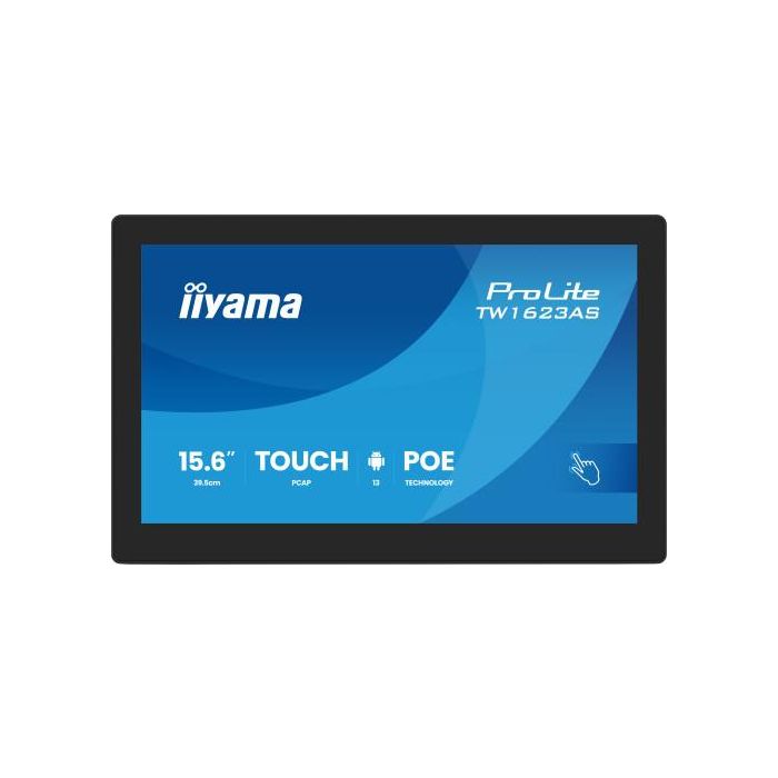 Iiyama 15,6" Panel-Pc Android 13+Gms, Soc Quad-Core Rk3568 4Gb, 32Gb, 10-Points Touch, 1920X1080, Ips , Speakers, Mic , Poe, Wifi, Bt5.2, Micro-Sd Slot, Hdmi-Out, 3X Usb, 385Cd/M2, Cable Cover, Iisignage2 Supported (Tw1623As-B3P) 1