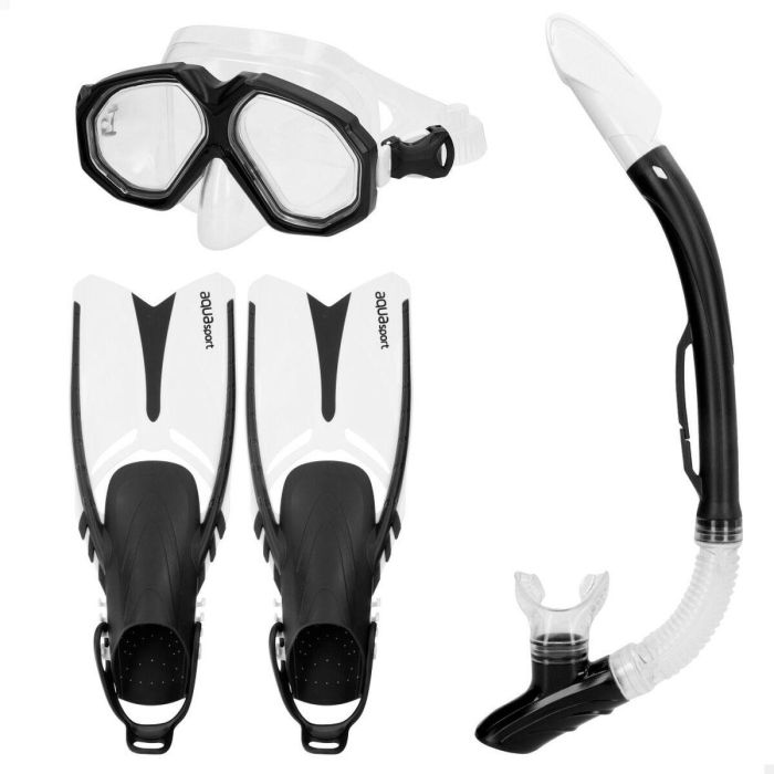 Gafas de Buceo con Tubo y Aletas AquaSport Negro Adultos (2 Unidades) 6