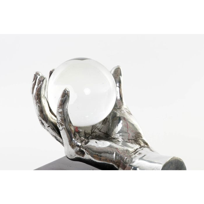 DKD Home Decor Figura Glam Mano Resina Cristal Dorado Plateado 14 x 18 x 20 cm (2 Unidades) 1