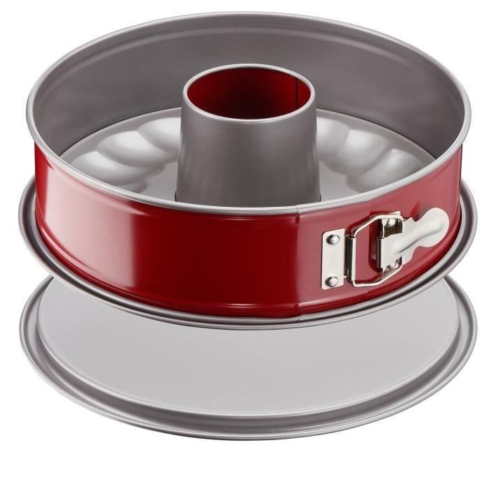Molde de acero savarin TEFAL Delibake - Ø 25 cm - Rojo y gris - Con bisagra 1 Molde de acero savarin TEFAL Delibake - Ø 25 cm - Rojo y gris - Con bisagra 1