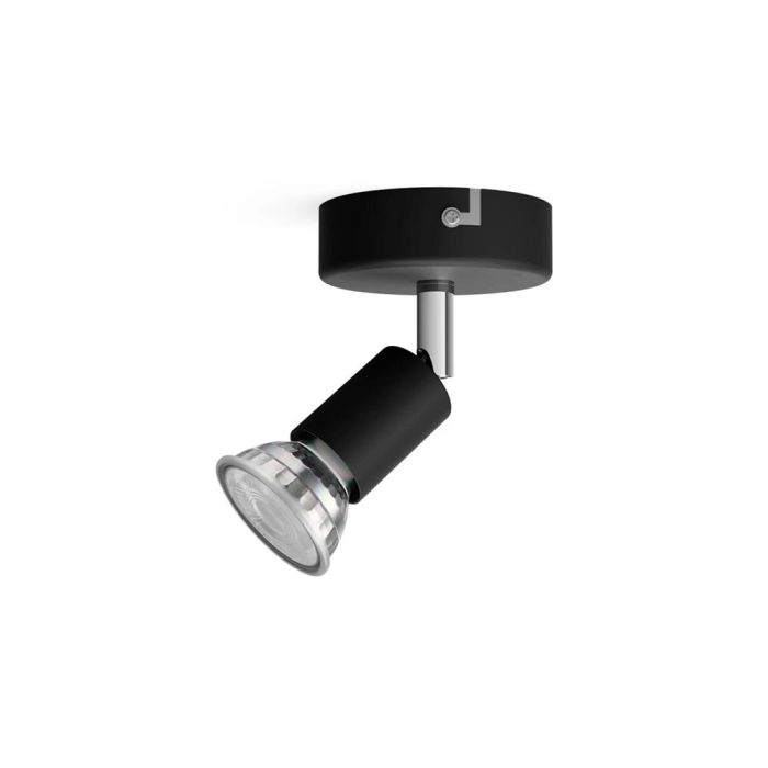 Philips Foco Limbali 1 elemento GU10 Negro con Cabezal Ajustable, Bombilla no Incluida, Ø8x13cm, Metal IP20 Philips Foco Limbali 1 elemento GU10 Negro con Cabezal Ajustable, Bombilla no Incluida, Ø8x13cm, Metal IP20