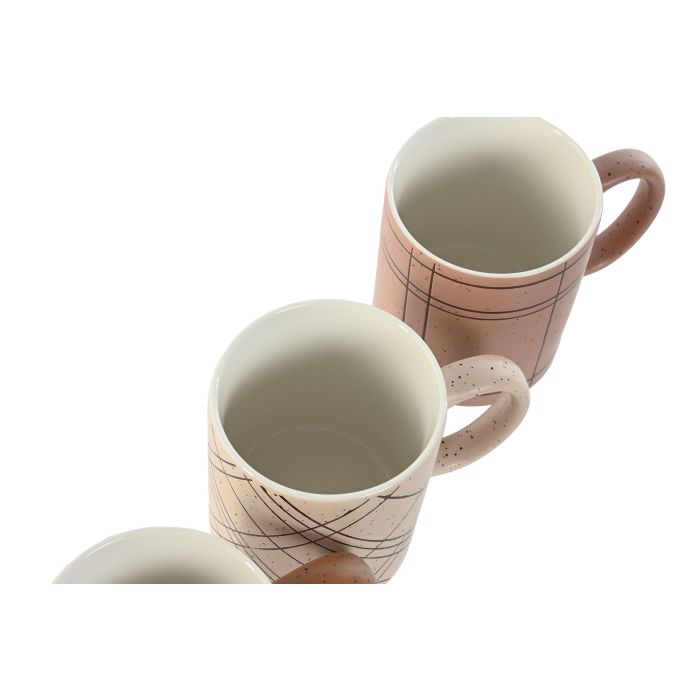 Mug Urban DKD Home Decor Beige Rosa 8 x 9.5 x 12 cm (12 Unidades) 2