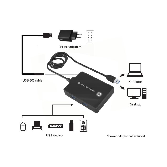 Hub Usb 3.0 Conceptronic Hubbies11B 4 1 Hub Usb 3.0 Conceptronic Hubbies11B 4 1