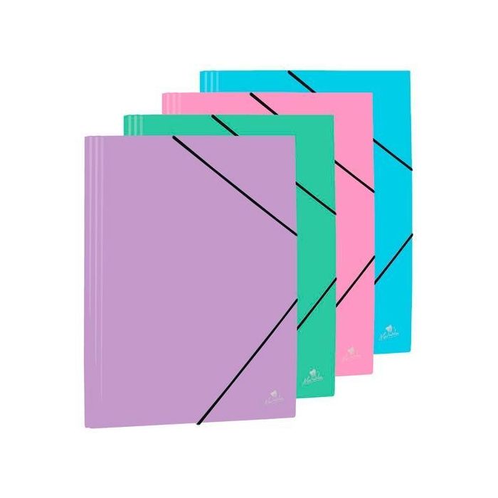 Mariola Carpeta con Gomas y Solapas Folio Polipropileno 450 Micras Colores Surtidos Pastel - Pack 12 Unidades (12 Unidades)