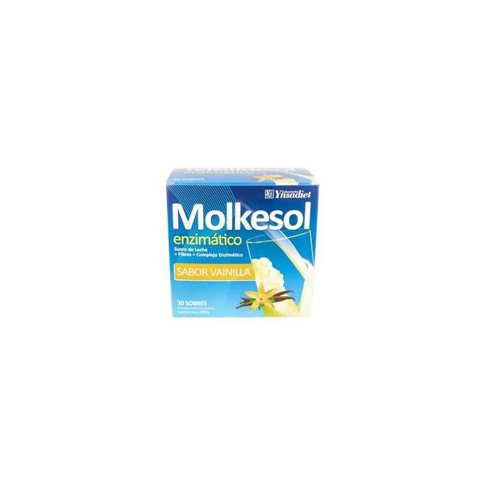 YNSADIET Molkesol Enzimático Vainilla 30 Sobres – Suero de Leche, Proteínas, Prebiótico y Fibras para Digestión y Saciedad