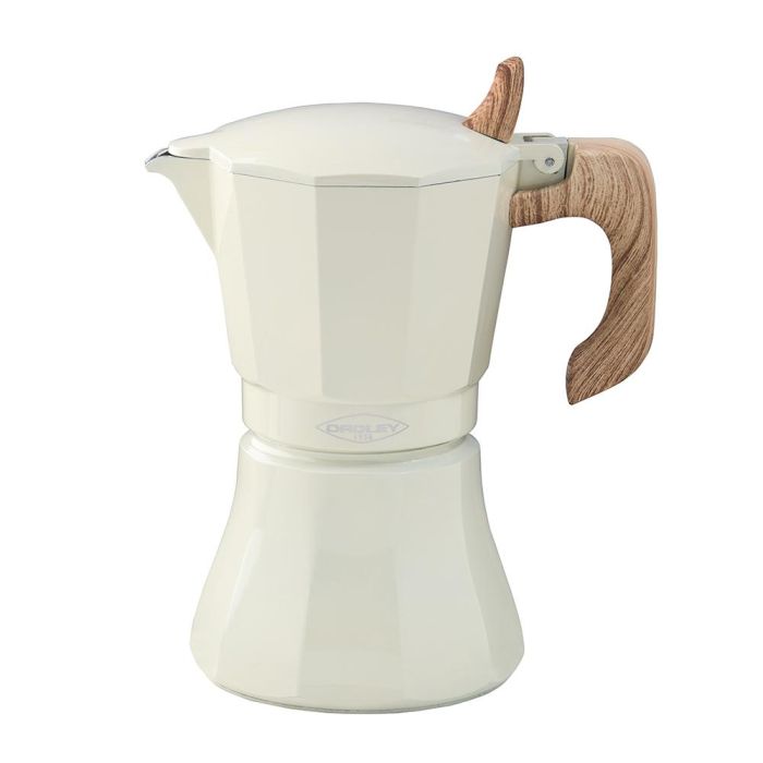 Oroley Cafetera Petra de Aluminio 6 Tazas Color Crema para Inducción, Gas, Vitro y Eléctrica