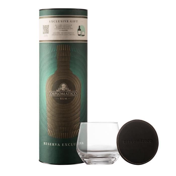 Diplomatico - Reserva Exclusiva - Caja + 1 vaso + bajo vaso - Ron - 70 cl - 40,0% Vol. 1