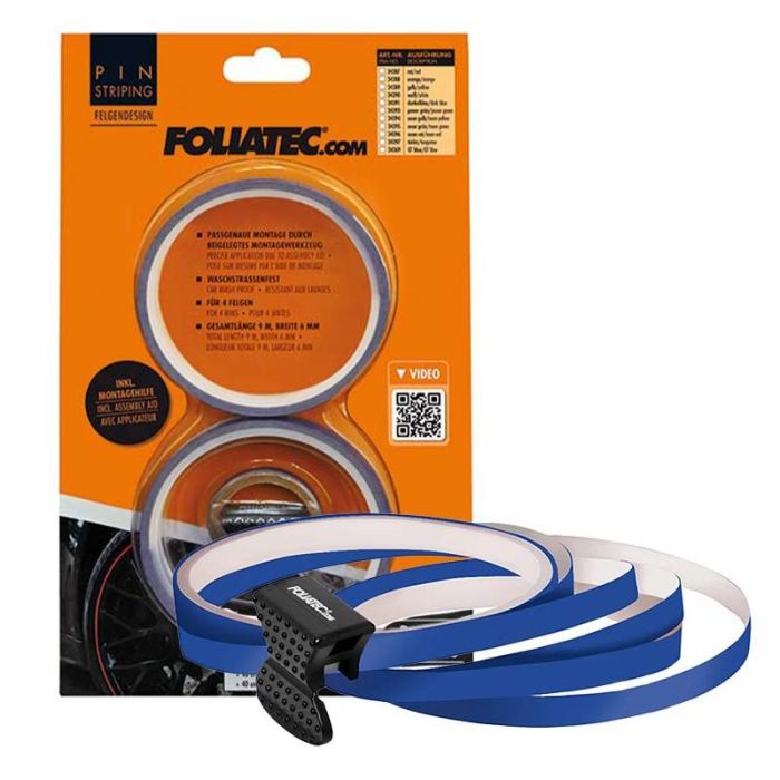 Foliatec FO34391 Tiras Decorativas Autoadhesivas PVC para Llantas Coche 6mm x 8.6m Azul Oscuro con Ayuda de Montaje (4 llantas) Foliatec FO34391 Tiras Decorativas Autoadhesivas PVC para Llantas Coche 6mm x 8.6m Azul Oscuro con Ayuda de Montaje (4 llantas)