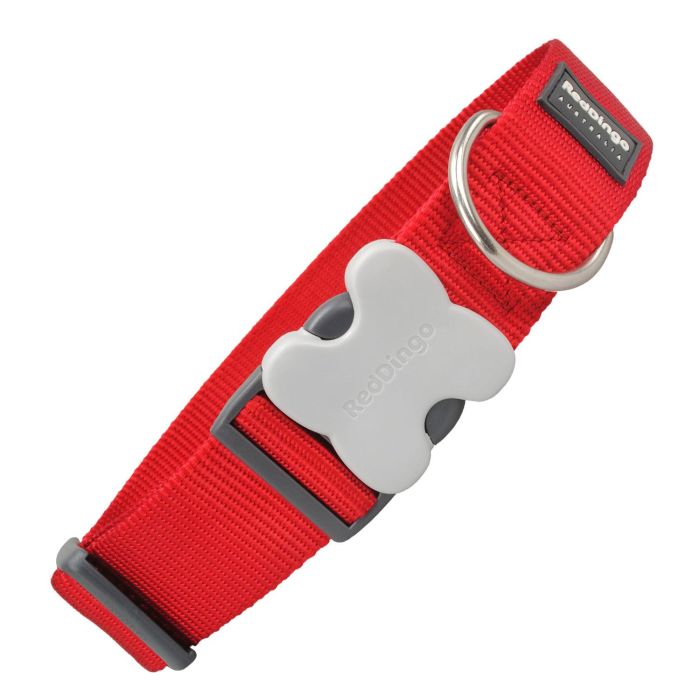 Red Dingo Collar para Perro de Nylon Extra Ancho Rojo, 40mm x 50-80cm, Ajustable, Fuerte y Cómodo con Hebilla de Acero Inoxidable